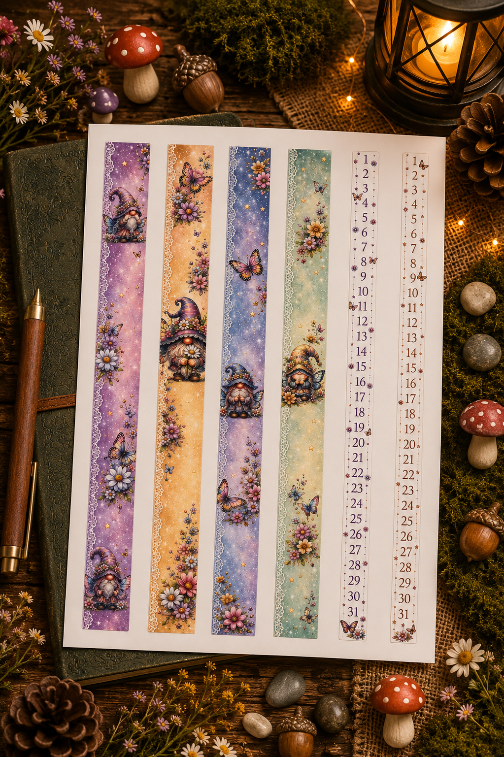 Gnome Gardens decorative gnome sticker sheet for journal spreads