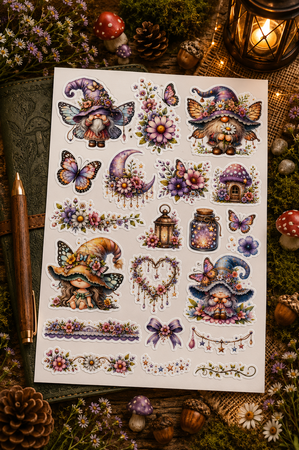 Gnome Gardens coordinating decorative planner sticker sheet