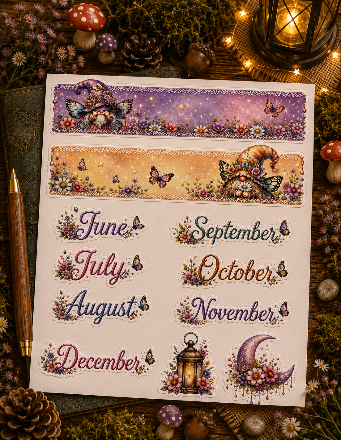 Gnome Gardens deluxe coordinating planner sticker sheet