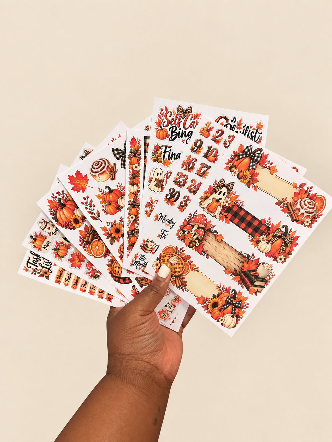 Pumpkin Plaid Deluxe 8-sheet fall planner and bullet journal sticker set