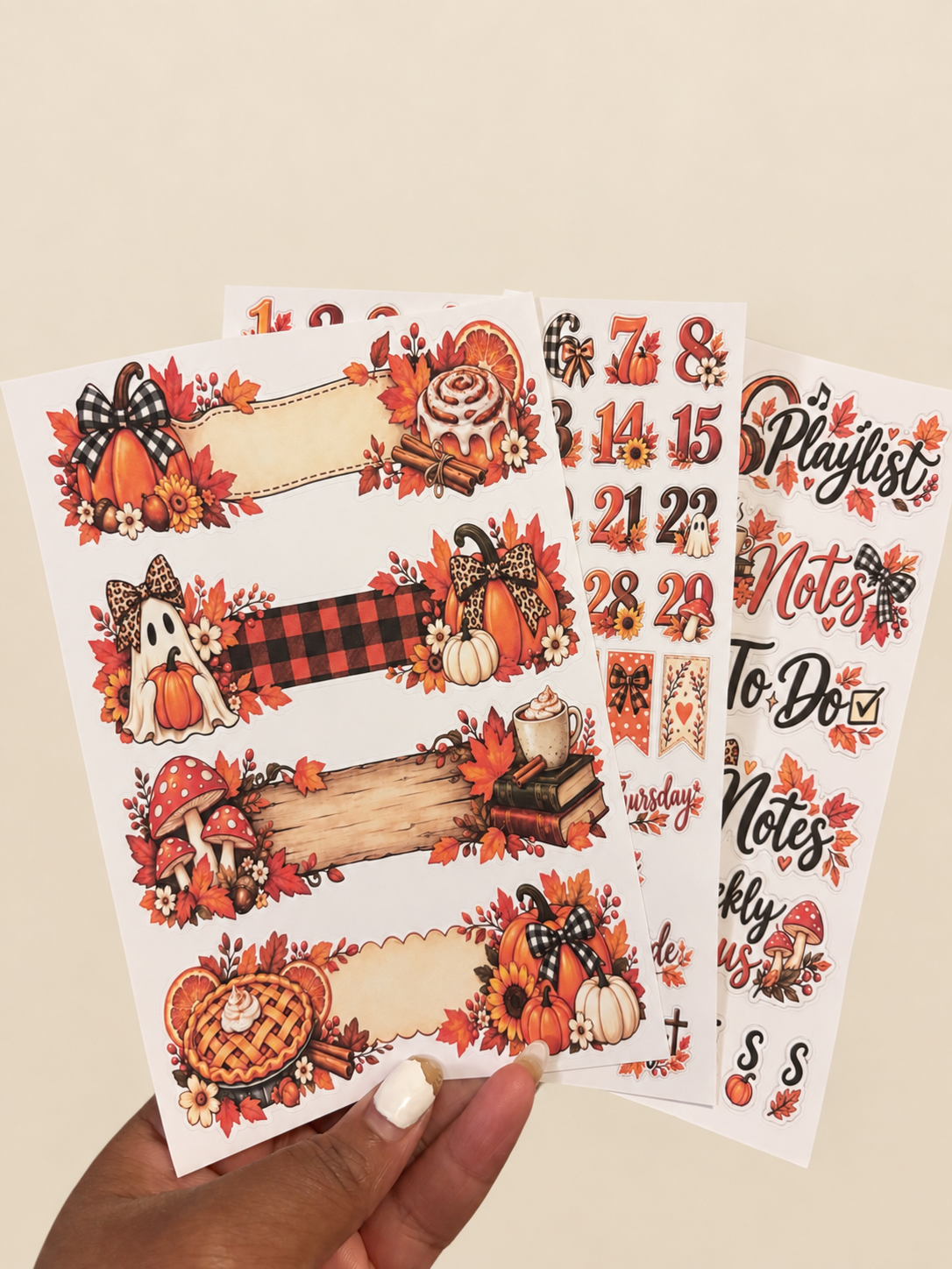 Pumpkin Plaid Basic 3-sheet fall planner and bullet journal sticker set